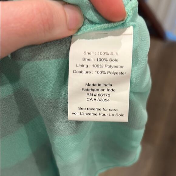 Anupamaa 100% Silk Striped Green Anthropologie Terra Women's Maxi Skirt Size Med - Picture 8 of 8